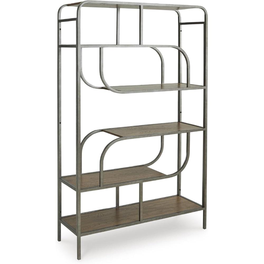 imageSignature Design by Ashley Brentmour 72quot H Bookcase Metallic ampamp Dark BrownLight Brown Gray