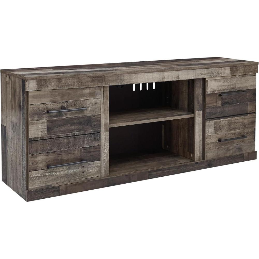 imageSignature Design by Ashley Derekson Casual TV Stand with Fireplace Option Fits TVs up to 63quot Gray