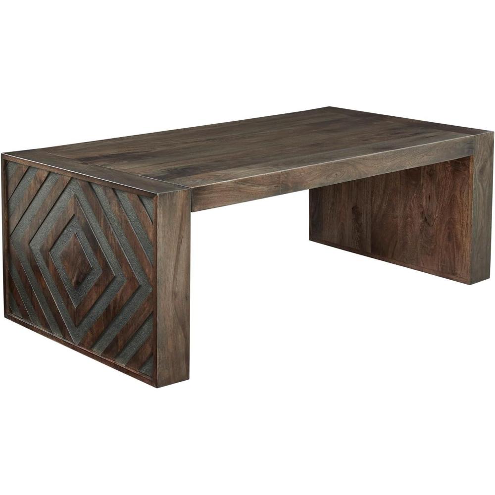 imageSignature Design by Ashley Dreggan Casual Coffee Table with Carved Diamond Pattern Dark Brown ampamp Gray