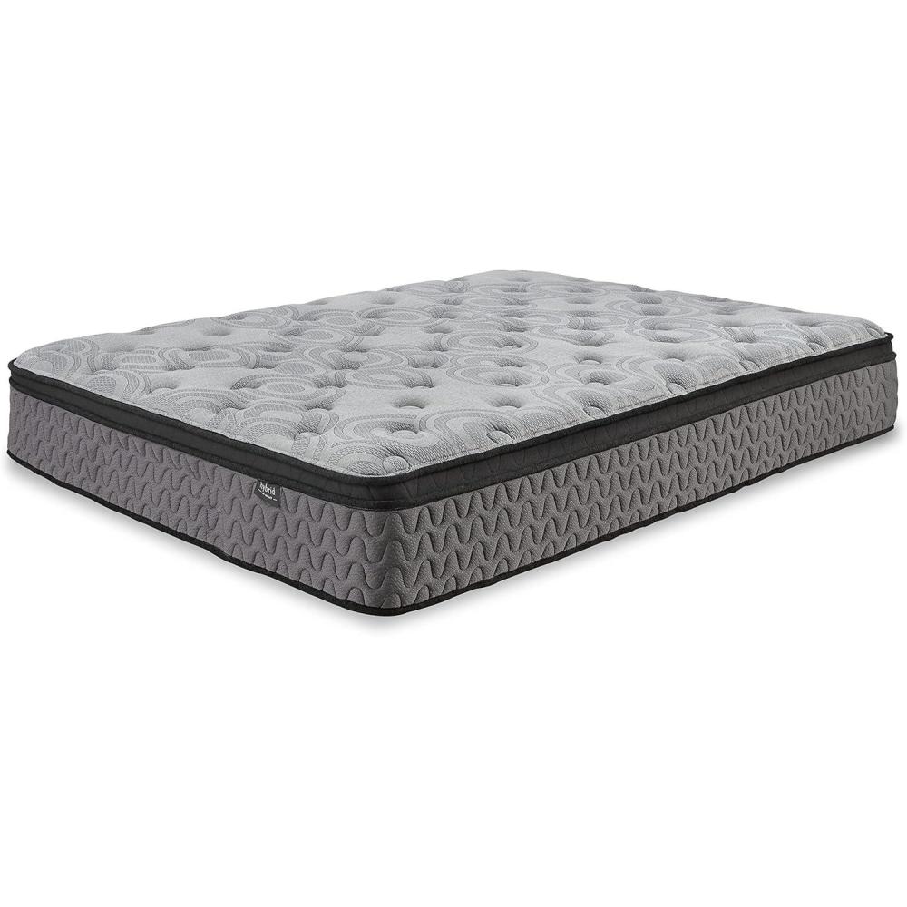imageSignature Design by Ashley Full Size Augusta2 Mattress 12 Inch Euro Pillow Top Hybrid Mattress with Lumbar Support Gel Memory Foam Fiberglass Free Mattress In A BoxTwin