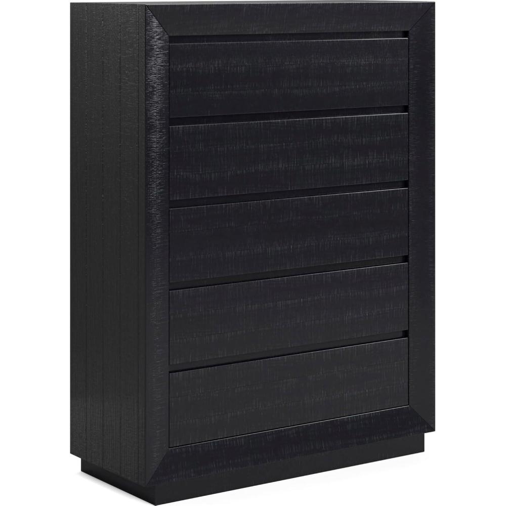 imageSignature Design by Ashley Juararo Rustic 5 Drawer Chest of Drawers Aged Dark BrownBlack