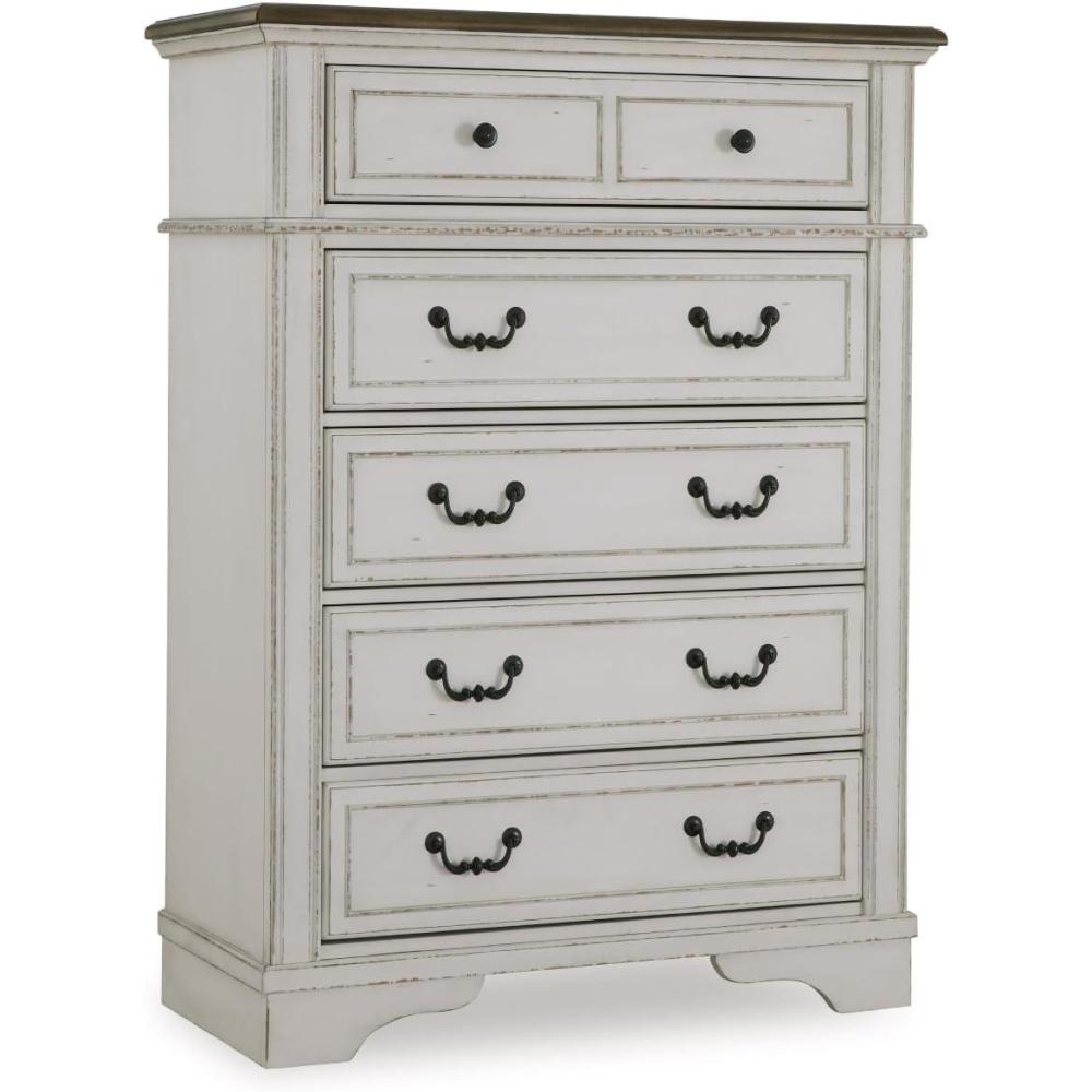 imageSignature Design by Ashley Juararo Rustic 5 Drawer Chest of Drawers Aged Dark BrownTwotone