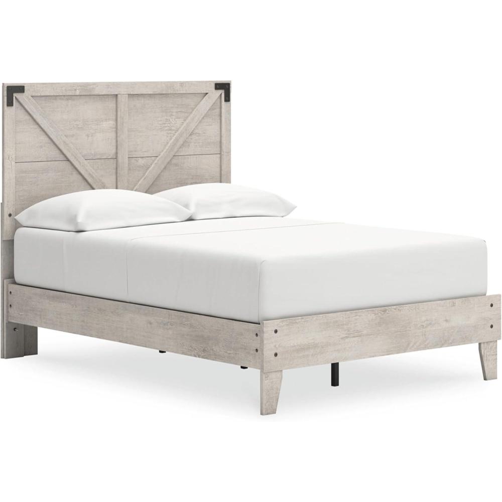 imageSignature Design by Ashley Neilsville Butcher Block Style Platform Bed Full Rustic GrayLight Gray