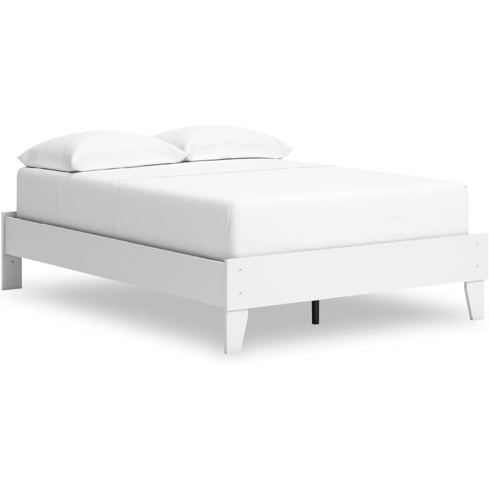 imageSignature Design by Ashley Neilsville Butcher Block Style Platform Bed Full Rustic GrayPure White