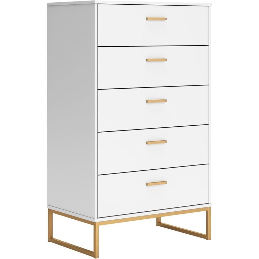 imageSignature Design by Ashley Neilsville Industrial 5 Drawer Chest of Drawers with SmoothGliding Drawers and Safety Stop GrayWhite
