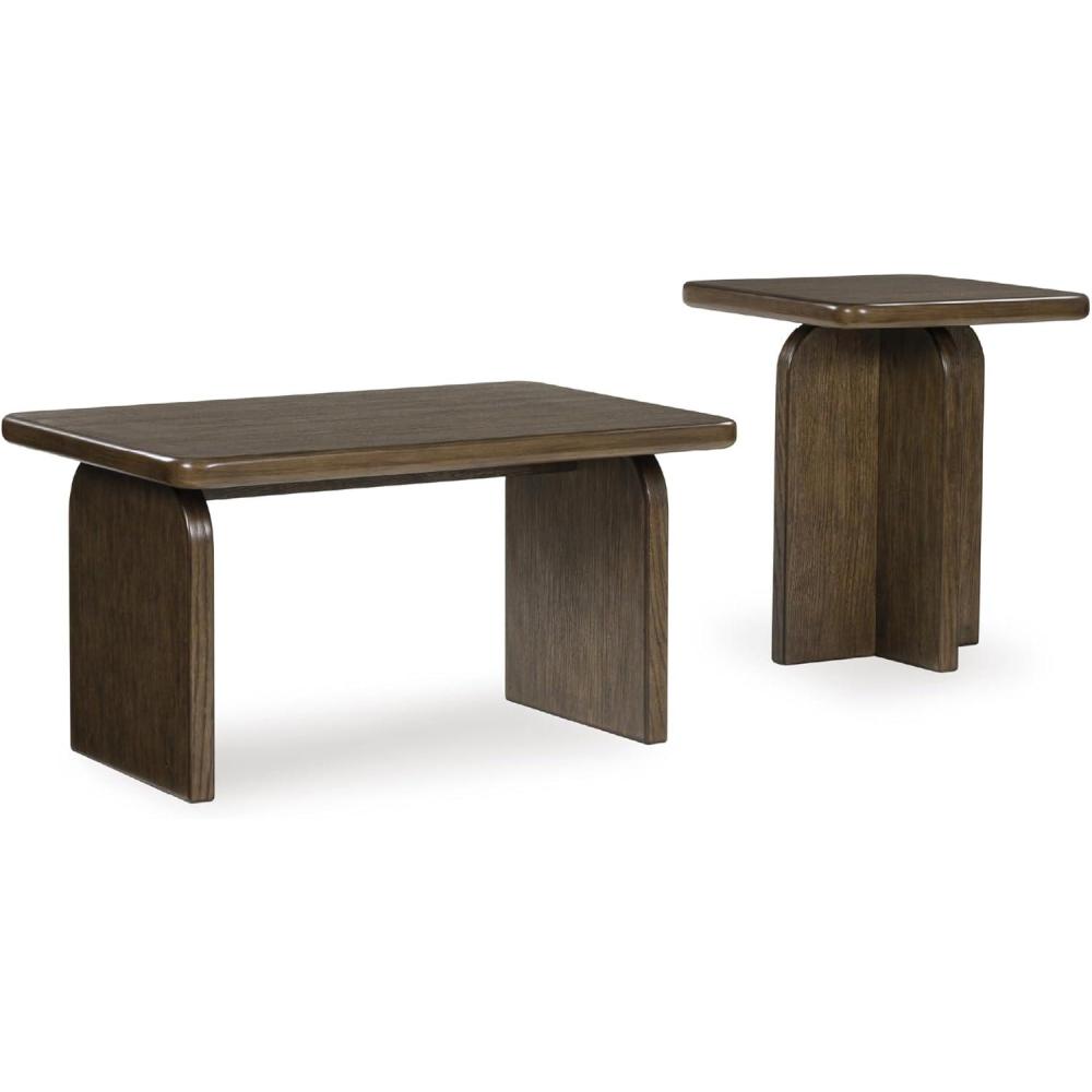 imageSignature Design by Ashley Shawbeck Casual Table Set with Sled Base Set of 2 Dark Brown