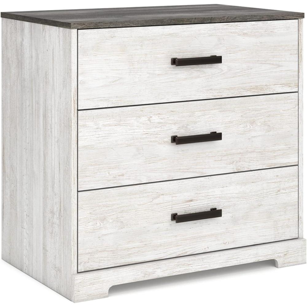 imageSignature Design by Ashley Shawburn Rustic 5 Drawer Chest of SmoothGliding Drawers and Safety Stop White ampamp GrayTwotone