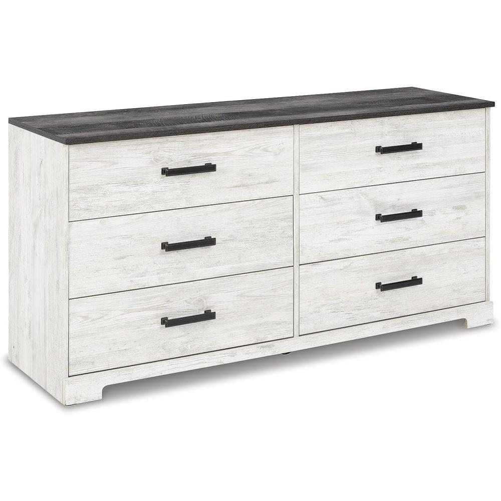 imageSignature Design by Ashley Shawburn Rustic 5 Drawer Chest of SmoothGliding Drawers and Safety Stop White ampamp GrayTwotone1