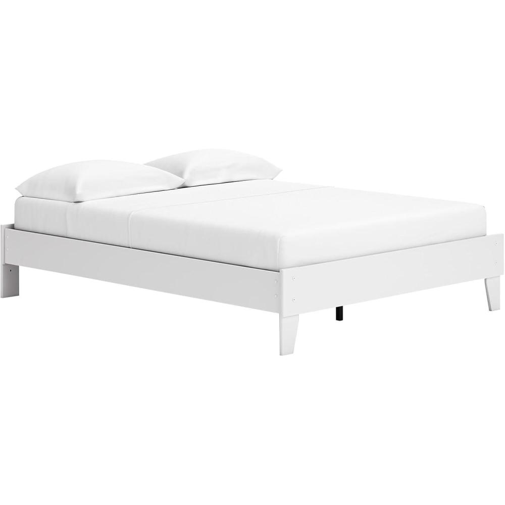 imageSignature Design by Ashley Socalle Casual Queen Platform Bed with Metal Slats No Box Spring Needed BlackPure White