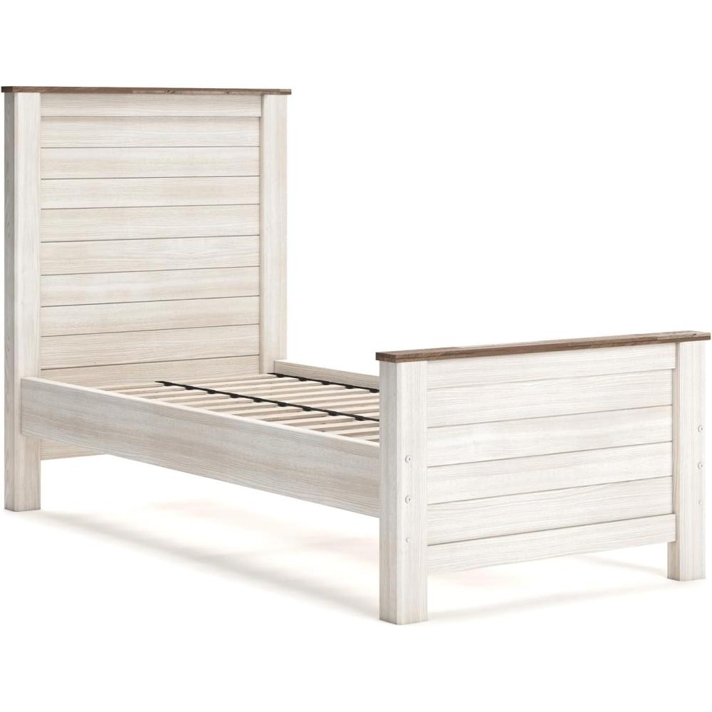 imageSignature Design by Ashley Willowton Cottage Farmhouse Panel Headboard ONLY Queen WhitewashTwin