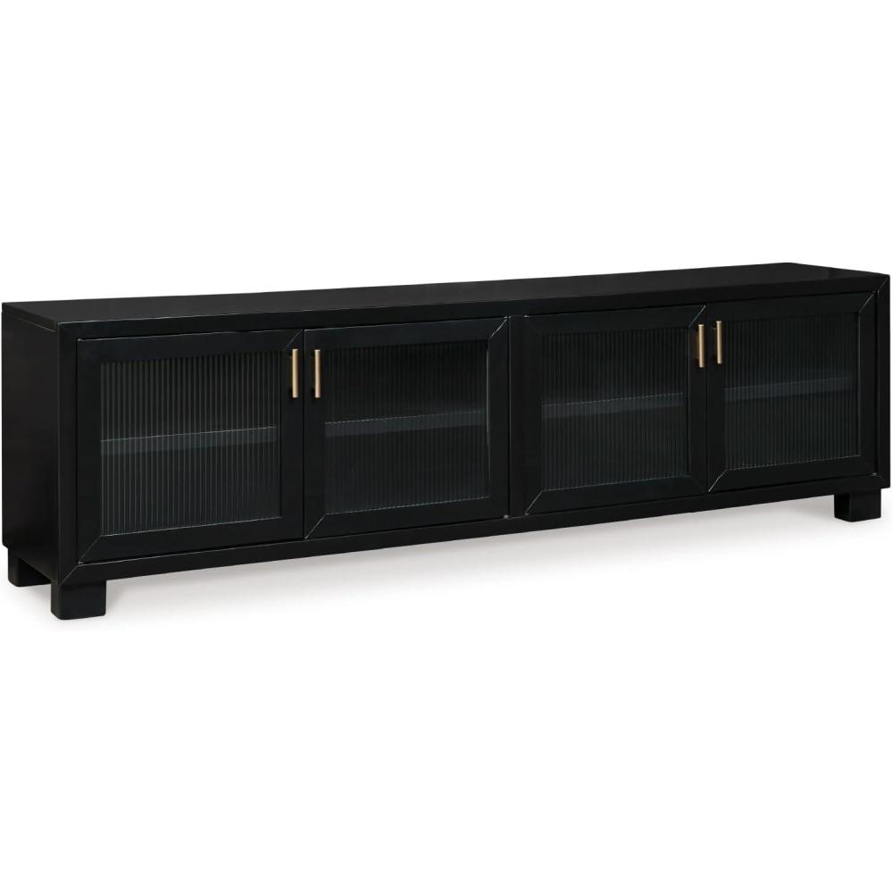 imageSignature Design by Ashley Winbardi Modern 85quot TV Stand for TVs up to 97quot with Adjustable Shelves Cabinets and Cord Openings Black