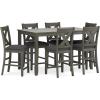 imageSignature Design by Ashley Caitbrook Casual Counter Height Dining Table and Upholstered Bar Stools with Nailhead Trim Set of 7 GrayGrey