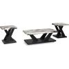 imageSignature Design by Ashley Cendill Contemporary Faux Marble Table with Casters Set of 3 White ampamp Black
