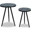imageSignature Design by Ashley Clairbelle Contemporary Nesting Diamond Pattern Accent Table Set of 2 Blue