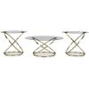 imageSignature Design by Ashley Crimonti Modern Table with Tempered Glass Set of 3 Metallic ampamp Clear