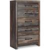 imageSignature Design by Ashley Drystan Casual 5 Drawer Chest Dark Brown ampamp GrayWhitewash