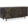 imageSignature Design by Ashley Fair Ridge Casual Square Patterned 3Door Distressed Accent Cabinet with 3 Adjustable Shelves Black ampamp Dark Brown