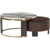 imageSignature Design by Ashley Fridley Contemporary Lift Top Flip Top Nesting Cocktail Tables with Hidden Compartment Set of 2 Light Brown ampamp Light GrayBrownBrass Finish