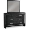 imageSignature Design by Ashley Kaydell Modern SmoothGliding 6Drawer Dresser and Mirror with Safety Stop Black ampamp Chrome