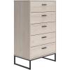 imageSignature Design by Ashley Neilsville Industrial 5 Drawer Chest of Drawers with SmoothGliding Drawers and Safety Stop GrayBeige