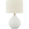 imageSignature Design by Ashley Rainermen Casual Ceramic Table Lamp Transparent White Glaze Finish Drum Hardback Fabric Shade 11quot W x 11quot D x 21quot H Off WhiteWhite