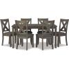 imageSignature Design by Ashley Skempton Cottage Dining 7 Piece Set  Rectangular Table ampamp 6 Upholstered Chairs  Coastal Chic Meets Farmhouse WhitewashDark Gray