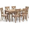 imageSignature Design by Ashley Skempton Cottage Dining 7 Piece Set  Rectangular Table ampamp 6 Upholstered Chairs  Coastal Chic Meets Farmhouse WhitewashLight Brown