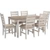 imageSignature Design by Ashley Skempton Cottage Dining 7 Piece Set  Rectangular Table ampamp 6 Upholstered Chairs  Coastal Chic Meets Farmhouse WhitewashWhitewash