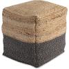 imageSignature Design by Ashley Sweed Valley Farmhouse Jute Braided Pouf 175 x 2025 inches Natural ampamp BlackBrown  Black