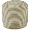 imageSignature Design by Ashley Sweed Valley Jute ampamp Cotton Pouf 19 x 19 Inches Beige ampamp WhiteBeige