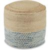 imageSignature Design by Ashley Sweed Valley Jute ampamp Cotton Pouf 19 x 19 Inches Beige ampamp WhiteBlue