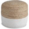 imageSignature Design by Ashley Sweed Valley Jute ampamp Cotton Pouf 19 x 19 Inches Beige ampamp WhiteWhite