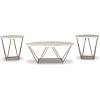 imageSignature Design by Ashley Tarica Modern 3 Piece Table Set Includes Coffee ampamp 2 End Tables White ampamp GoldWhite