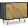 imageSignature Design by Ashley Tayner Contemporary Accent Cabinet with 2 Doors and 1 Shelf Black ampamp Metallic