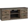 imageSignature Design by Ashley Trinell Vintage Large TV Stand up to 60quot with 3 Adjustable Shelves and Fireplace Option Dark Brown