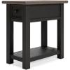 imageSignature Design by Ashley Tyler Creek Chair Side End Table Plankstyled Top Smoothgliding Drawer Wood 1413quot W x 2413quot D x 2413quot H Light Brown ampamp WhitewashBlack