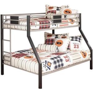 Signature Design by Ashley Dinsmore Industrial Twin Over Twin Metal Children’s Bunk Bed with Ladder, Black & Gray(Twin/Full)