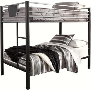 Signature Design by Ashley Dinsmore Industrial Twin Over Twin Metal Children’s Bunk Bed with Ladder, Black & Gray(Twin/Twin)