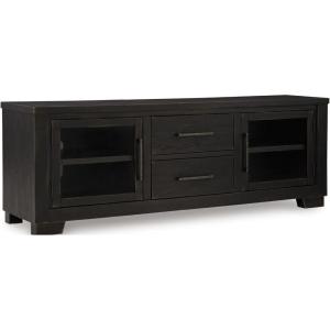Signature Design by Ashley Galliden Urban 2-Drawer 80″ TV Stand for TVs up to 91″ with Adjustable Shelves, Cabinets, Cord Openings, Black(Black)