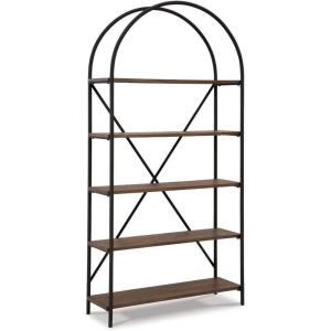 Signature Design by Ashley Galtbury Mixed Media Modern 5 Shelf Bookcase, Brown & Black