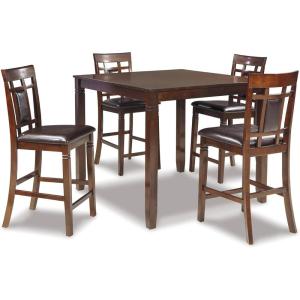 Signature Design by Ashley Gesthaven Casual Counter Height Dining Table and 4 Bar Stools, Set of 5, Light Brown & Dark Brown(Brown)