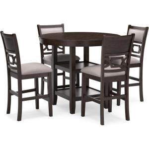 Signature Design by Ashley Gesthaven Casual Counter Height Dining Table and 4 Bar Stools, Set of 5, Light Brown & Dark Brown(Cherry Brown)