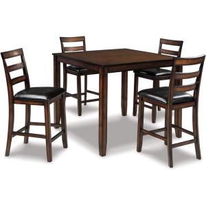 Signature Design by Ashley Gesthaven Casual Counter Height Dining Table and 4 Bar Stools, Set of 5, Light Brown & Dark Brown(Dark Brown)