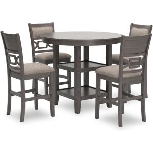 Signature Design by Ashley Gesthaven Casual Counter Height Dining Table and 4 Bar Stools, Set of 5, Light Brown & Dark Brown(Grey)
