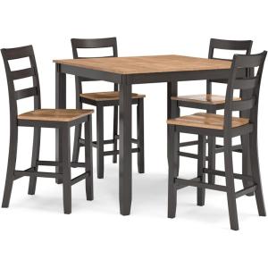 Signature Design by Ashley Gesthaven Casual Counter Height Dining Table and 4 Bar Stools, Set of 5, Light Brown & Dark Brown(Light Brown & Dark Brown)