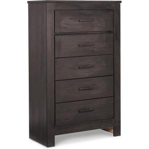 Signature Design by Ashley Juararo Rustic 5 Drawer Chest of Drawers, Aged Dark Brown(Almost Black)