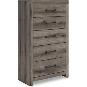 Signature Design by Ashley Juararo Rustic 5 Drawer Chest of Drawers, Aged Dark Brown(Brown Gray)