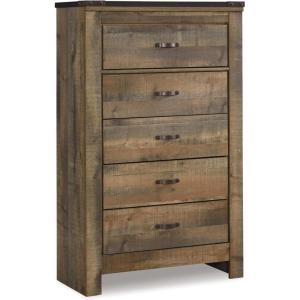 Signature Design by Ashley Juararo Rustic 5 Drawer Chest of Drawers, Aged Dark Brown(Brown Plank)