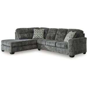 Signature Design by Ashley Lonoke Casual Right-Arm Facing 2-Piece Sectional with Chaise, Loose Seat Cushions and 2 Throw Pillows, Gray(Gunmetal)