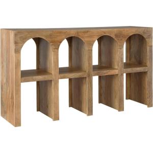 Signature Design by Ashley Luzmanacy Casual Solid Mango Wood Console Sofa Table with Shelf, Light Brown
